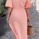 LYNORA | ABITO MIDI ELEGANTE CON SCOLLO A V