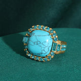 Anello Vintage Art Deco Turchese Oro regolabile
