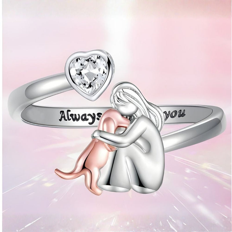 Anello in Argento con Zirconia a Forma di Cuore Regolabile
