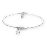 Bracciale Memoriale Argento con Ala d'Angelo e Impronta di Zampa