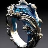 Anello Vintage Dorato Oceano Ondulato