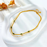 Collana Retro Oro a Doppio Strato Sorella Gem