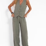 Aira - Completo Gilet Bottone & Pantalone Largo