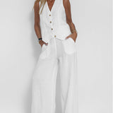Aira - Completo Gilet Bottone & Pantalone Largo