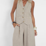 Aira - Completo Gilet Bottone & Pantalone Largo