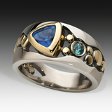 Anello in Cristallo Blu Retro
