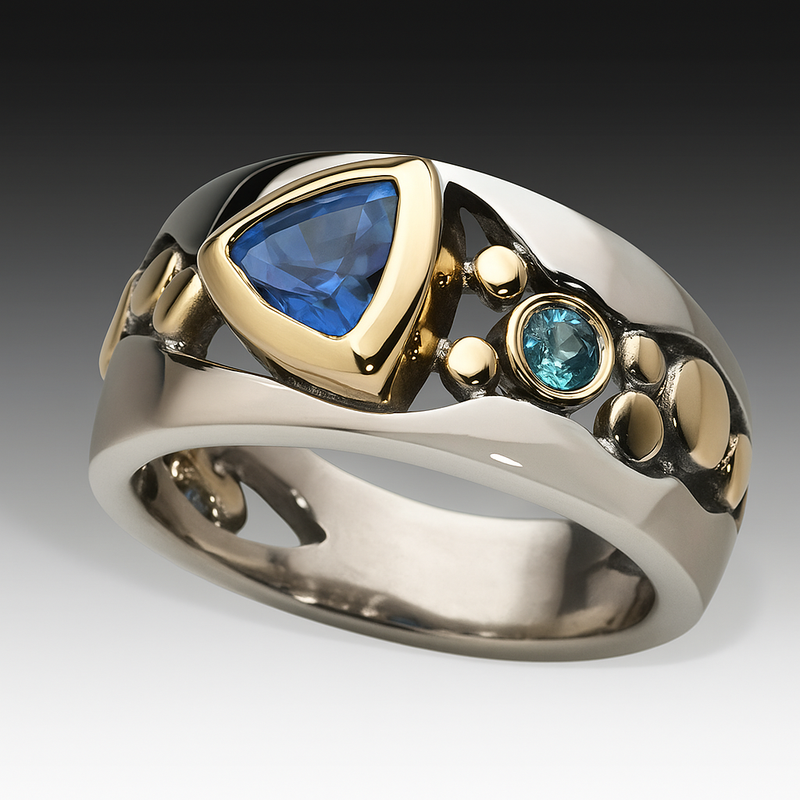 Anello Vintage in Cristallo Blu