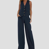 Aira - Completo Gilet Bottone & Pantalone Largo