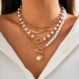 Set di Collana a Catena a Serpente in Perle Vintage e Oro