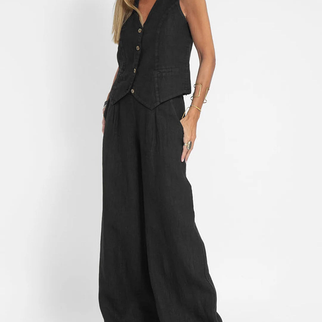 Aira - Completo Gilet Bottone & Pantalone Largo