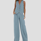 Aira - Completo Gilet Bottone & Pantalone Largo