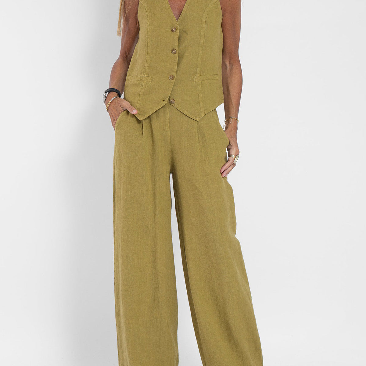Aira - Completo Gilet Bottone & Pantalone Largo