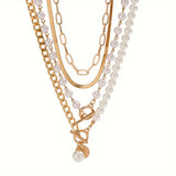 Set di Collana a Catena a Serpente in Perle Vintage e Oro