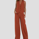 Aira - Completo Gilet Bottone & Pantalone Largo