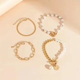 Elegante Set di Bracciali in Oro a 4 Pezzi
