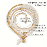 Set di Collana a Catena a Serpente in Perle Vintage e Oro