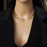Collana Retro Oro a Doppio Strato Sorella Gem