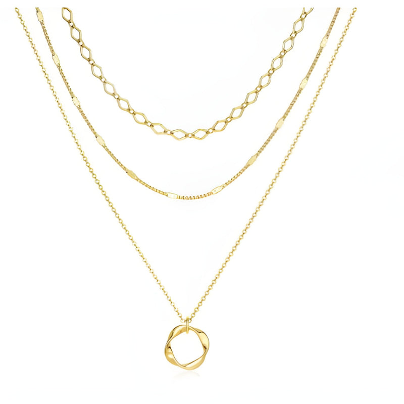 Collana in Oro con Cerchio Aperto a Tre File