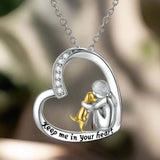 Collana d'Argento con Design a Cuore e Cane con Zirconia