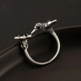 Anello Aperto Colibrì e Fiore