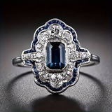 Anello Vintage in Cristallo Blu e Argento