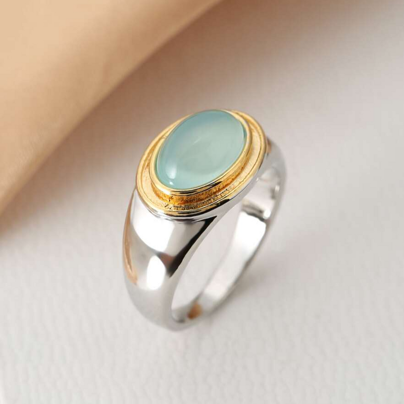 Anello Vintage in Pietra di Luna Verde