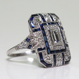 Anello Vintage Argento con Luce Blu
