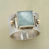 Anello Vintage Verde Quadrato in Pietra di Luna