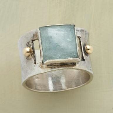 Anello Vintage Verde Quadrato in Pietra di Luna