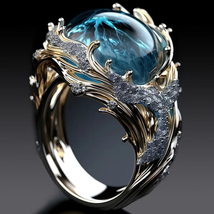 Anello Vintage in Cristallo Oceanico