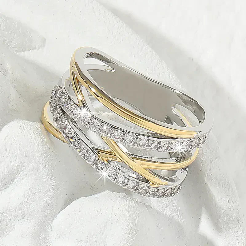 Anello in Zirconia SilverGold Radiance