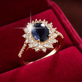 Anello con Zircone Blu Scuro Brillante