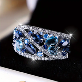 Anello Argento Vintage con Brillante Blu