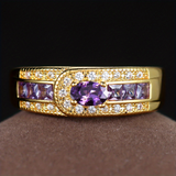 Anello Dorato Vintage con Zirconia Viola