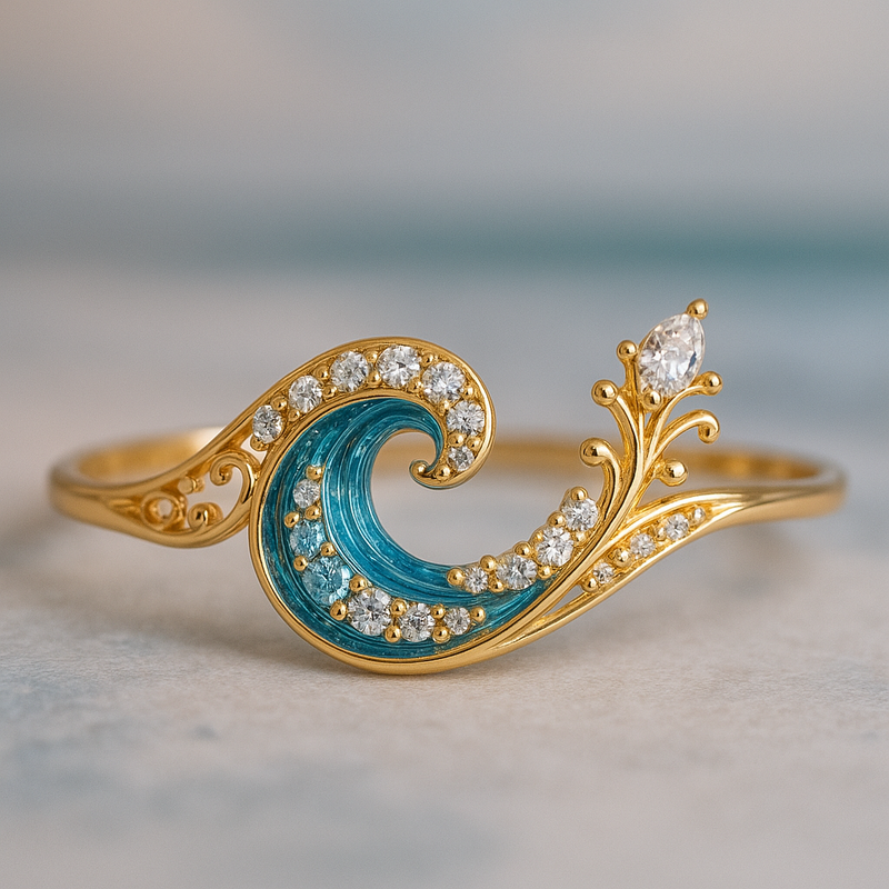 Anello “Onda dell'Oceano” con Cristallo Brillante