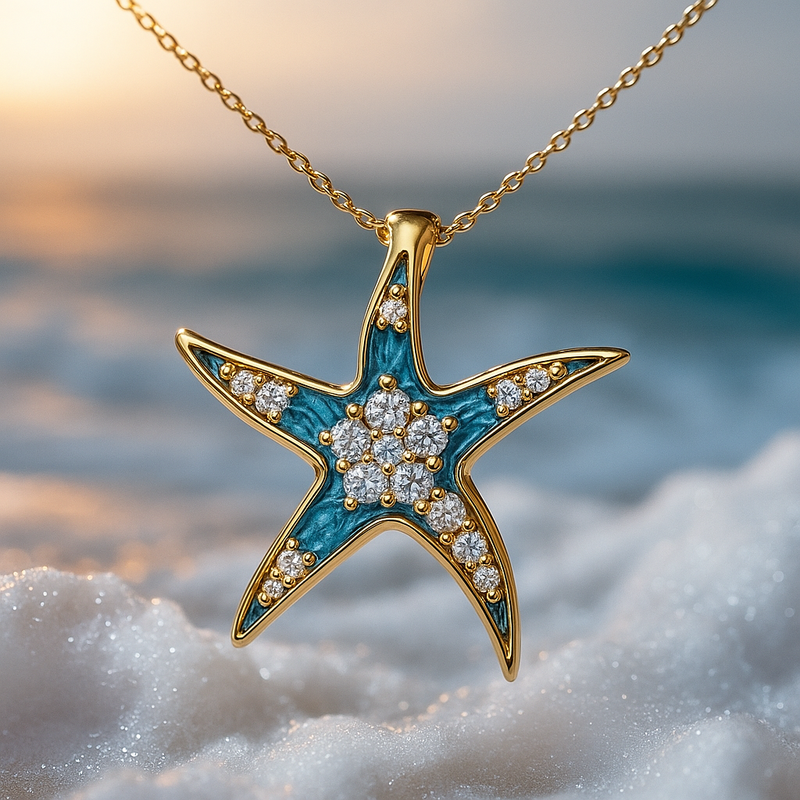 Collana con Stella Marina Blu Brillante e Opale
