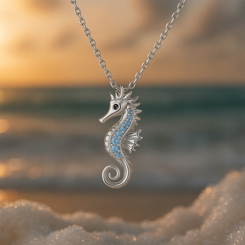 Collana Argento con Cavalluccio Marino e Opale
