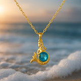 Collana Dorata da Sirena con Cristallo Blu