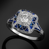 Anello Quadrato Blu Brillante