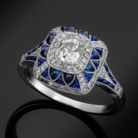 Anello Quadrato Blu Brillante
