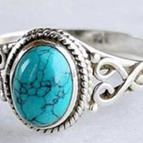 Anello Ovale in Argento con Turchese Senza Tempo
