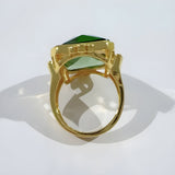 Anello d'Oro in Vetro Verde Vintage