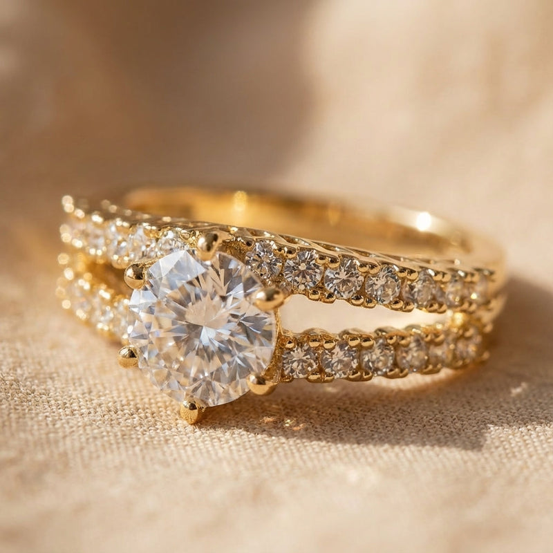 Set di Anelli Eleganti Radianti in Oro