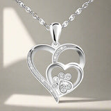 Collana con Zampa e Cuore in Argento con Zirconia