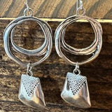 Orecchini a pendente quadrati in argento vintage
