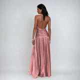 Emma | Abito halter metallico con schiena nuda