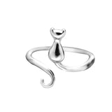 Anello d'argento adorabile a forma di gatto