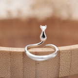 Anello d'argento adorabile a forma di gatto