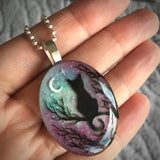 Collana con Gatto Incantevole Notte Stellata